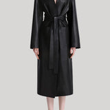 Nour Hammour | Ruelle Smooth Leather Coat in Noir-Classique