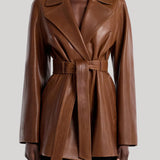 Nour Hammour | Safka Belted Leather Jacket