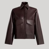 Nour Hammour | Darcy Soft Leather Jacket in Bourgogne
