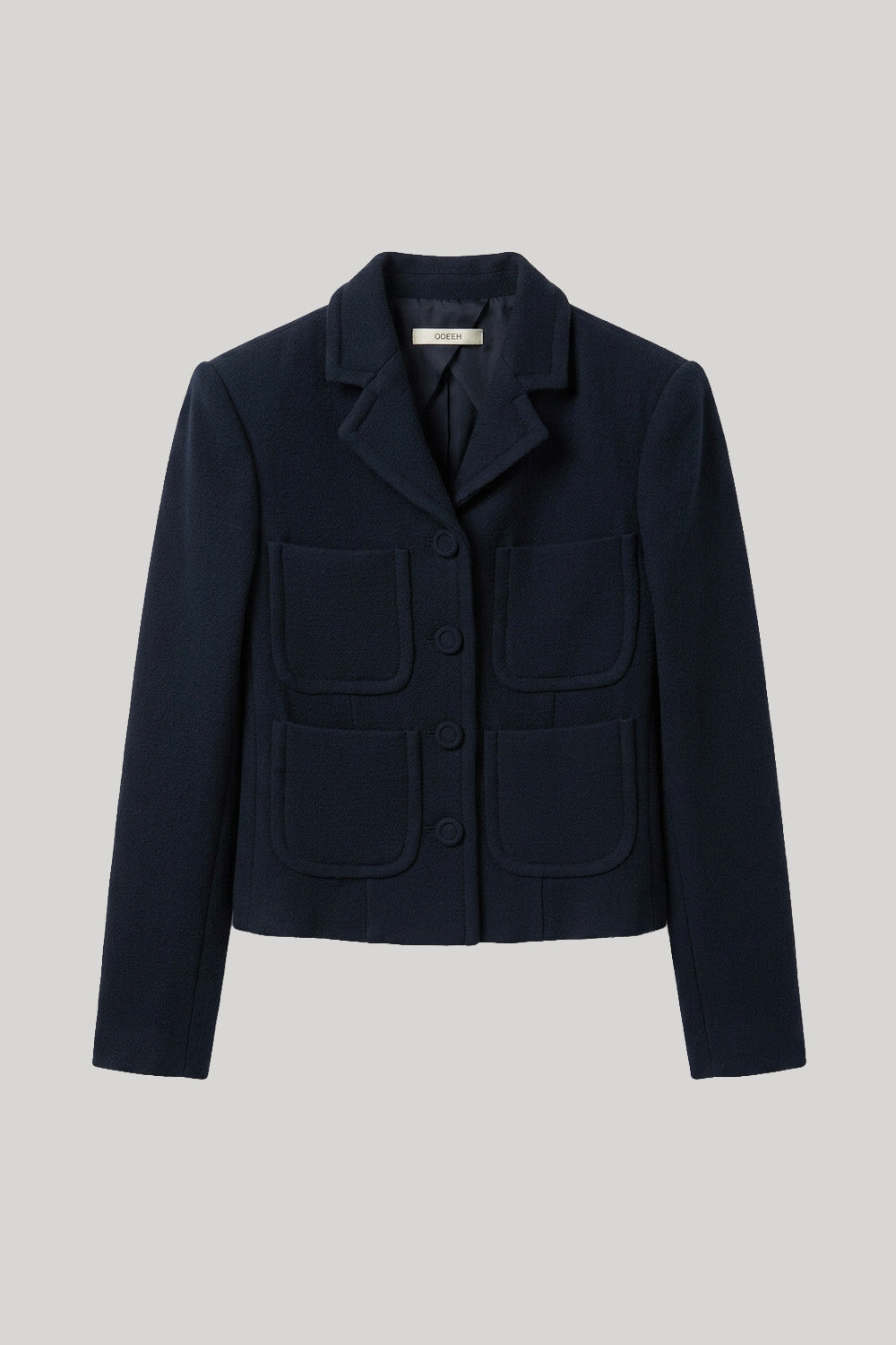 Navy, four- pocket jacket