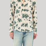White blouse with floral pattern