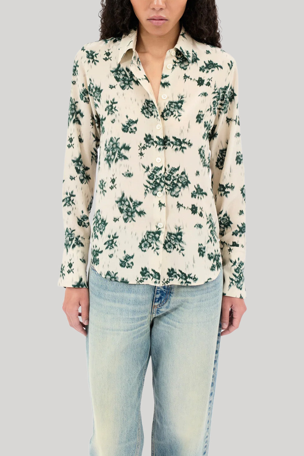 White blouse with floral pattern