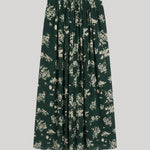 Green floral pleated skirt