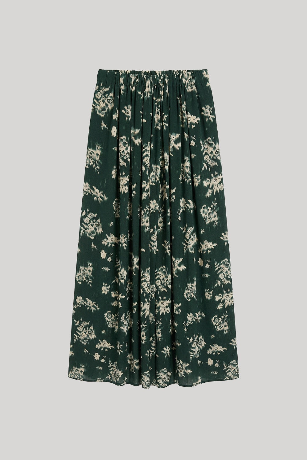 Green floral pleated skirt