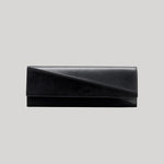 A black envelope clutch bag .