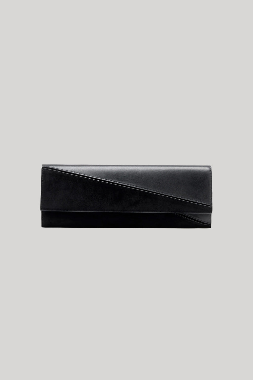 A black envelope clutch bag .