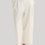 Róhe | High-Waist Turn-Up Trousers in Off White