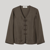 Róhe | Pankou Closure Silk Top in Earth