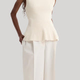 Róhe | Sculptural Knitted Top in Cream