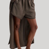 Róhe | Taped Silk Shorts in Earth