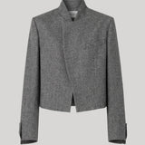 A cropped gray textured jacket 