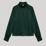A dark forest green long-sleeve top