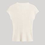 Ivory Ribbed Mockneck Tee 