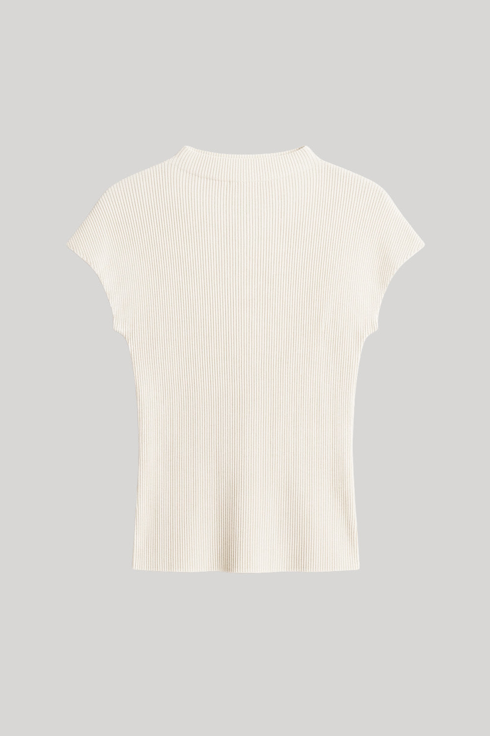 Ivory Ribbed Mockneck Tee 