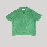 Sablyn | Cadence Shrunken Cable Cashmere Polo in Lime