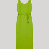 Sablyn | Paz Scoop Neck Column Silk Dress with Ruched Belt