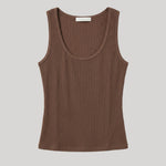 Brown ribbed tank top