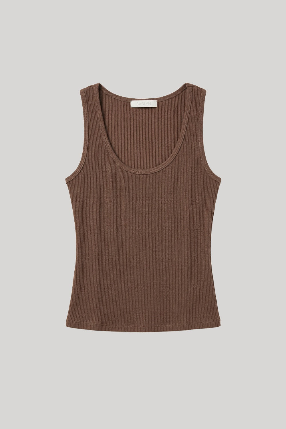 Brown ribbed tank top