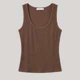 Brown ribbed tank top