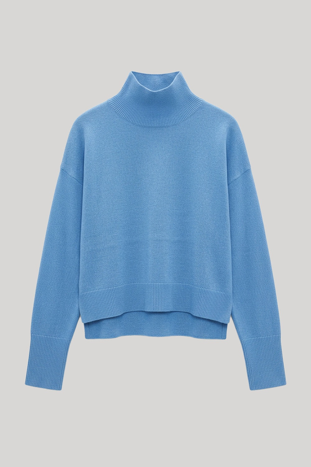 Blue turtleneck sweater