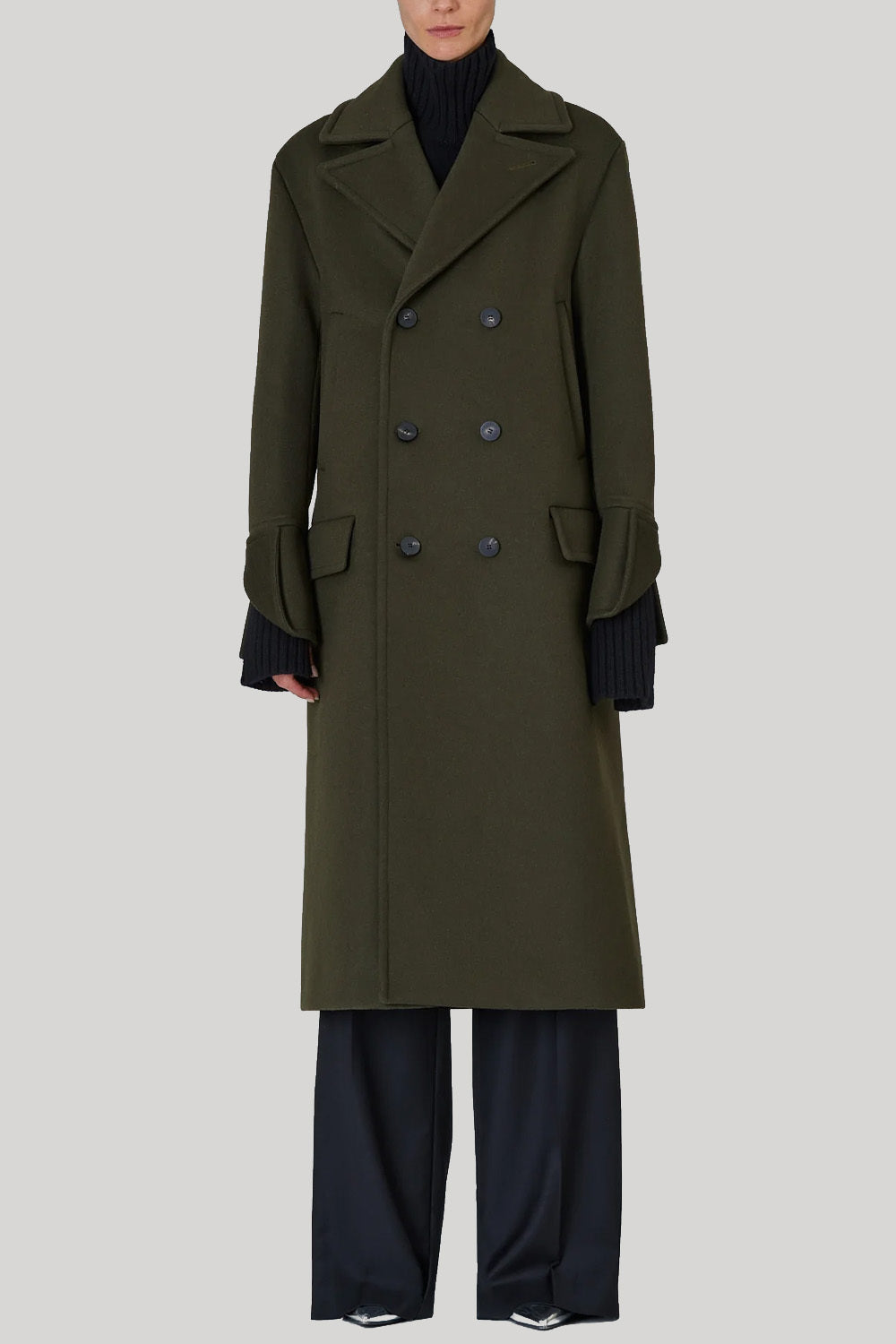 Green double breasted coat
