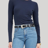 SPRWMN | Long Sleeve Baby Tee in Indigo