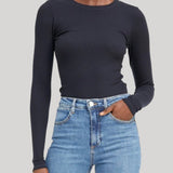 SPRWMN | Long Sleeve Baby Tee in Navy
