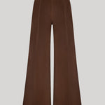Brown suede wide leg trousers