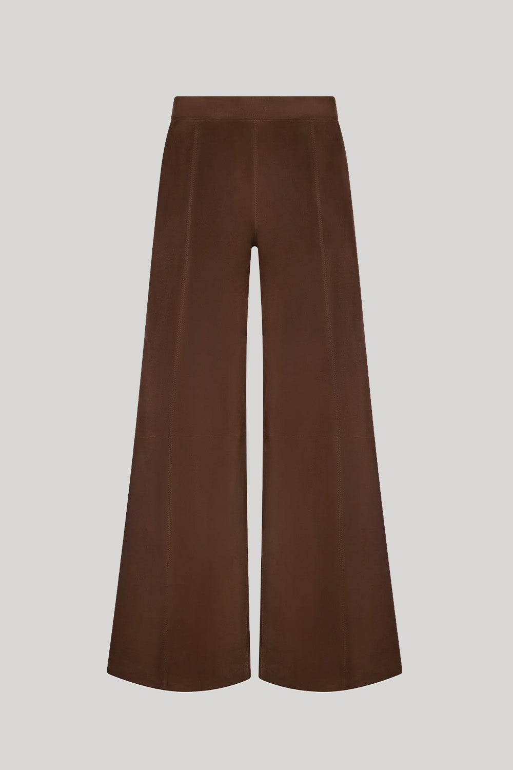 Brown suede wide leg trousers