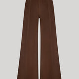 Brown suede wide leg trousers