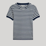 Suzie Kondi | Symi Cotton Jersey Tee in Navy-Ivory Stripe