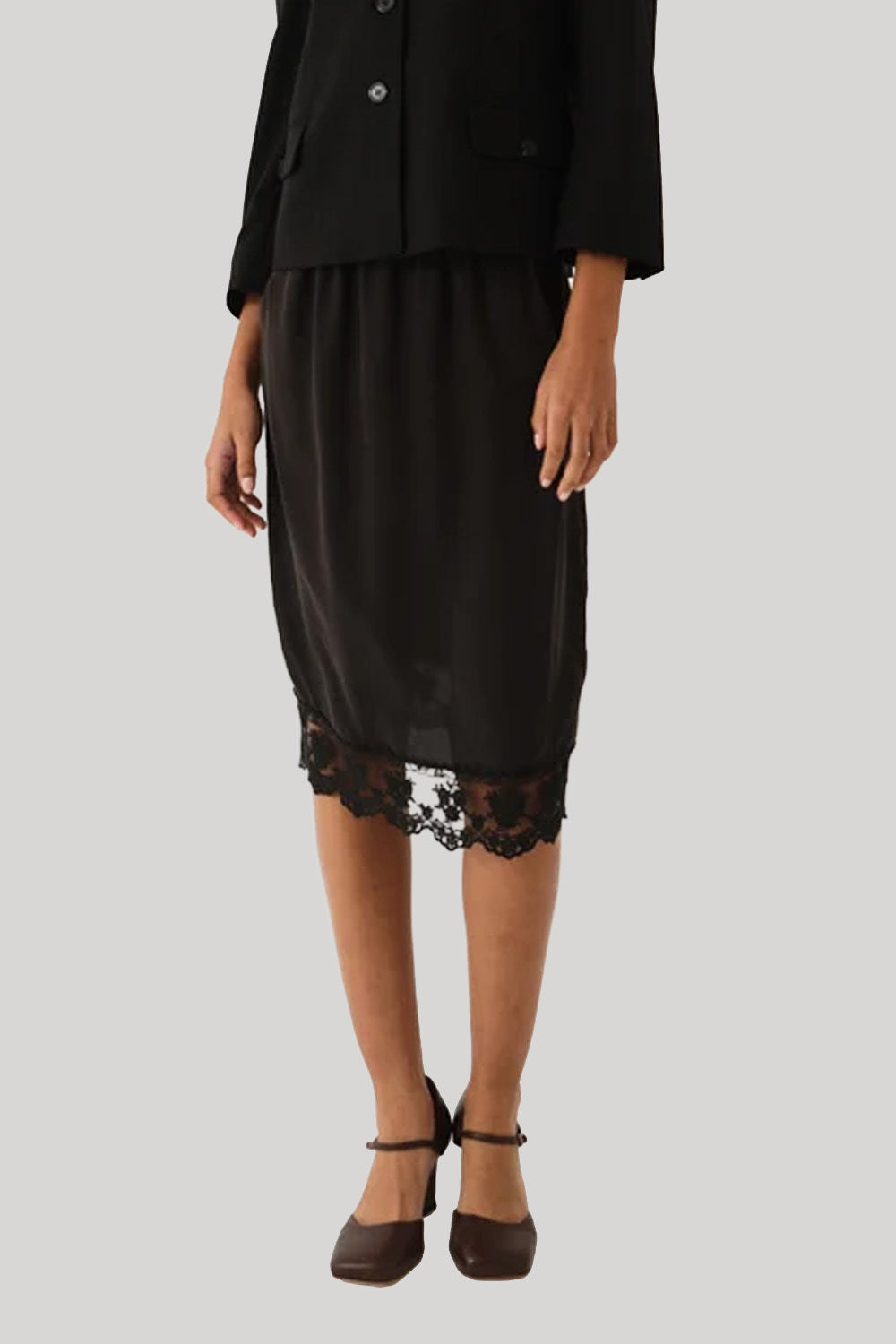 Black skirt with lace trim