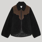 Black jacket with brown yoke