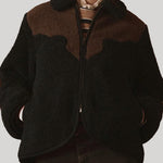 Black jacket with brown yoke
