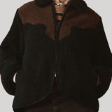 Black jacket with brown yoke