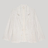 The Great. | Relaxed Blazer in Cream Pinstripe