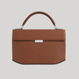Toteme | Clip Grained-Leather Top Handle in Sienna