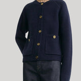 Toteme | Hammered Button Cardigan in Navy