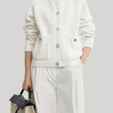 Toteme | Hammered Button Cotton Cardigan in White