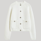 Toteme | Hammered Button Cotton Cardigan in White