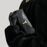 Toteme | Mini T-Lock Naplack Clutch in Black