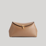 Toteme | T-Lock Leather Clutch in Camel