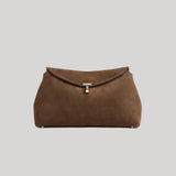 Toteme | T-Lock Clutch in Tobacco Suede