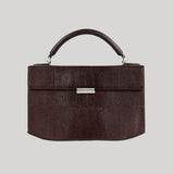 Toteme | Clip Lizard-Embossed Top Handle in Brown