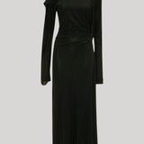 Victoria Beckham | Long Sleeve Draped Jersey Midi Dress