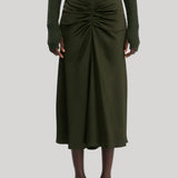 Victoria Beckham | Gathered Waist Midi Skirt in Olive