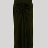 Victoria Beckham | Gathered Waist Midi Skirt in Olive