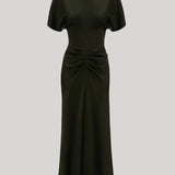 Victoria Beckham | Bela Midi Dress in Dark Olive
