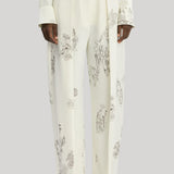 Victoria Beckham | Wide Leg Trouser in Off-White Floral Print