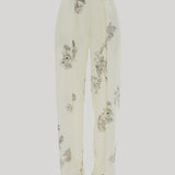 Victoria Beckham | Wide Leg Trouser in Off-White Floral Print